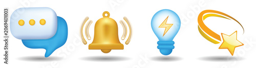 Collection of glossy 3d communication and notification icons
