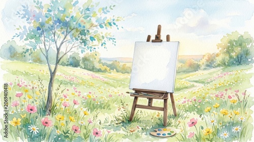 Easel In Flower Garden