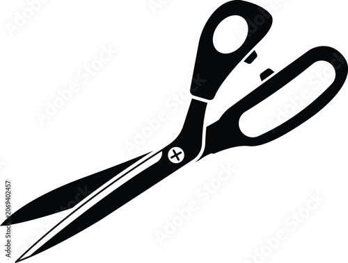 Fabric Scissors Silhouette Isolated on White Background