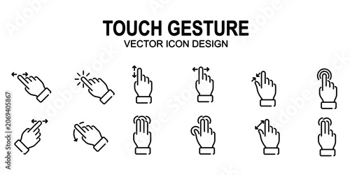 Принти на полотні Simple Touch Gesture UI Icon Set