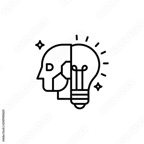 Minimalist light bulb icon with upward and downward arrows isolated on a transparent background