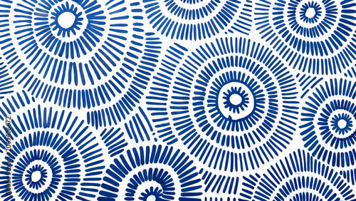 Cuadro en lienzo Radial line pattern with blue segments on a white background a repeating geometr