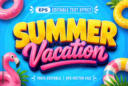 Summer season text effect, holidays text style effect