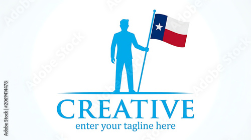None illustration of a man holding a Texas flag isolated on transparent background
