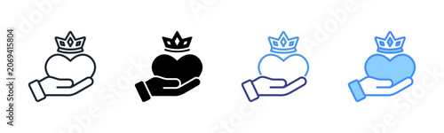 Obraz na plátně Heart Icon Set Multiple Style Collection