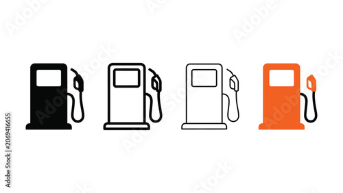 Set of four different gas station pump vector icon designs