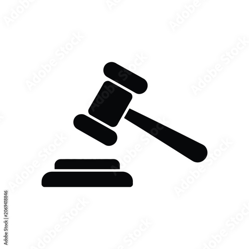 Schilderij op canvas Judge gavel icon, hammer flat symbol, legal court and justice system pictogram,