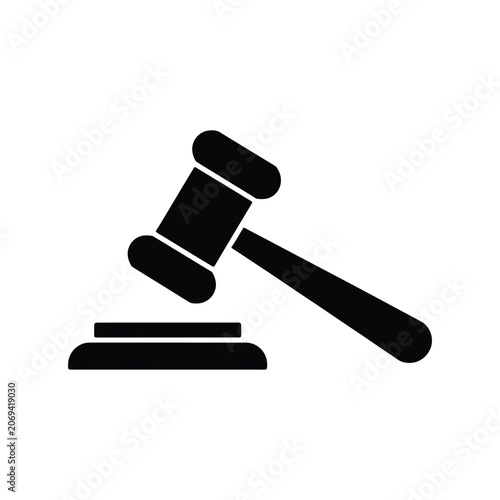 Schilderij op canvas Judge gavel icon, hammer flat symbol, legal court and justice system pictogram,