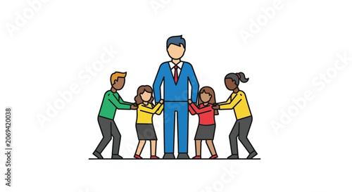 Photography Group of people standing together in a line art vector illustration silhouette t
