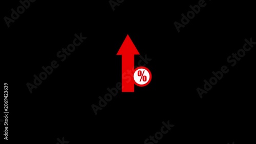 Interest rate increase concept. Businessman use up arrow with percentage symbols and upward arrows, symbolizing rising interest rates. financial growth, income, expenses 4k video animation.