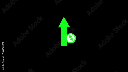 Interest rate increase concept. Businessman use up arrow with percentage symbols and upward arrows, symbolizing rising interest rates. financial growth, income, expenses 4k video animation.