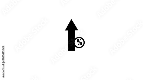 Interest rate increase concept. Businessman use up arrow with percentage symbols and upward arrows, symbolizing rising interest rates. financial growth, income, expenses 4k video animation.