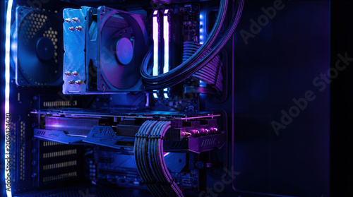RGB Gaming PC Interior with High-End Graphics Card