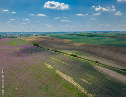Aerial view of agricultural fields in Hosteradice, Czechia