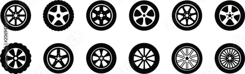 Tyre Icon Set, Wheel Tire Icon Design Set, Car Wheel and Tire Icon Set, Vector illustartion !
