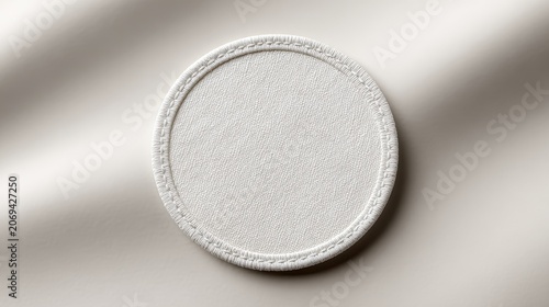 Blank circular fabric patch mockup isolated on white background