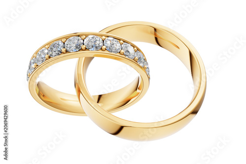 Foto gold wedding rings with diamonds isolated on transparent background