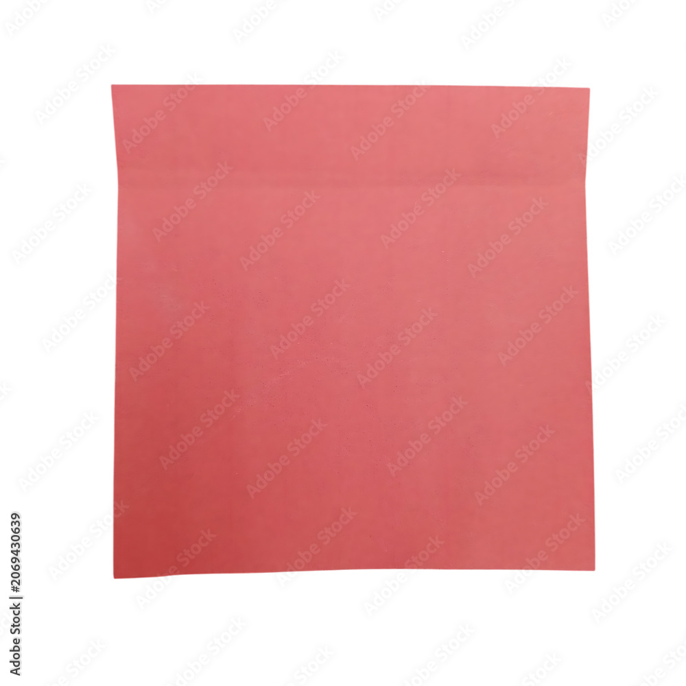 Fototapeta premium Square red sticky note for office reminders isolated on transparent background