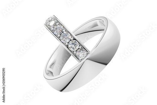 Fotografía gold wedding rings with diamonds isolated on transparent background