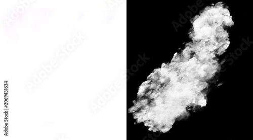 Foto Atmospheric white smoke plume on black background, ethereal steam cloud texture,