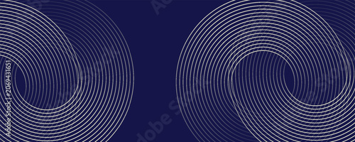 Foto abstract blue gold stripe line, geometric circle texture background, futuristic