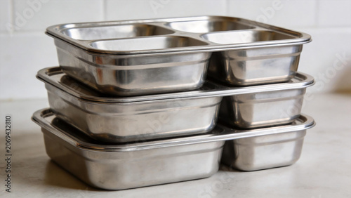 Stacked Stainless Steel Meal Prep Containers
