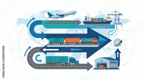 Global shipping and logistics network with various transportation modes
