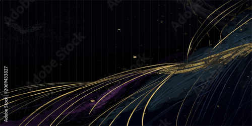 Foto Abstract night city highway traffic lights with motion blur, urban cars speeding
