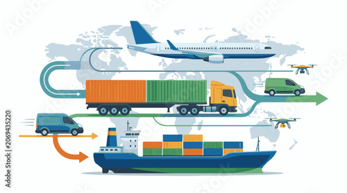 A vibrant infographic depicts global shipping