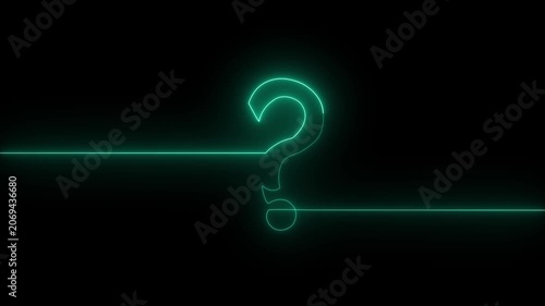 Neon question mark glowing sign light Question icon isolated ask,  glow, help icon isolated light, line mark neon  query icon 4k video.