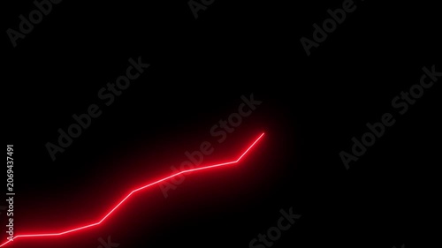 Neon glowing Graph Line up with Arrow on Black Background. Market Recovery Concept. Successful growth trend line graph going Up video white alpha channel.