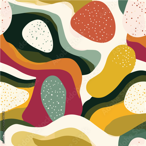 Modern abstract seamless pattern, flat vector illustration, playful colors