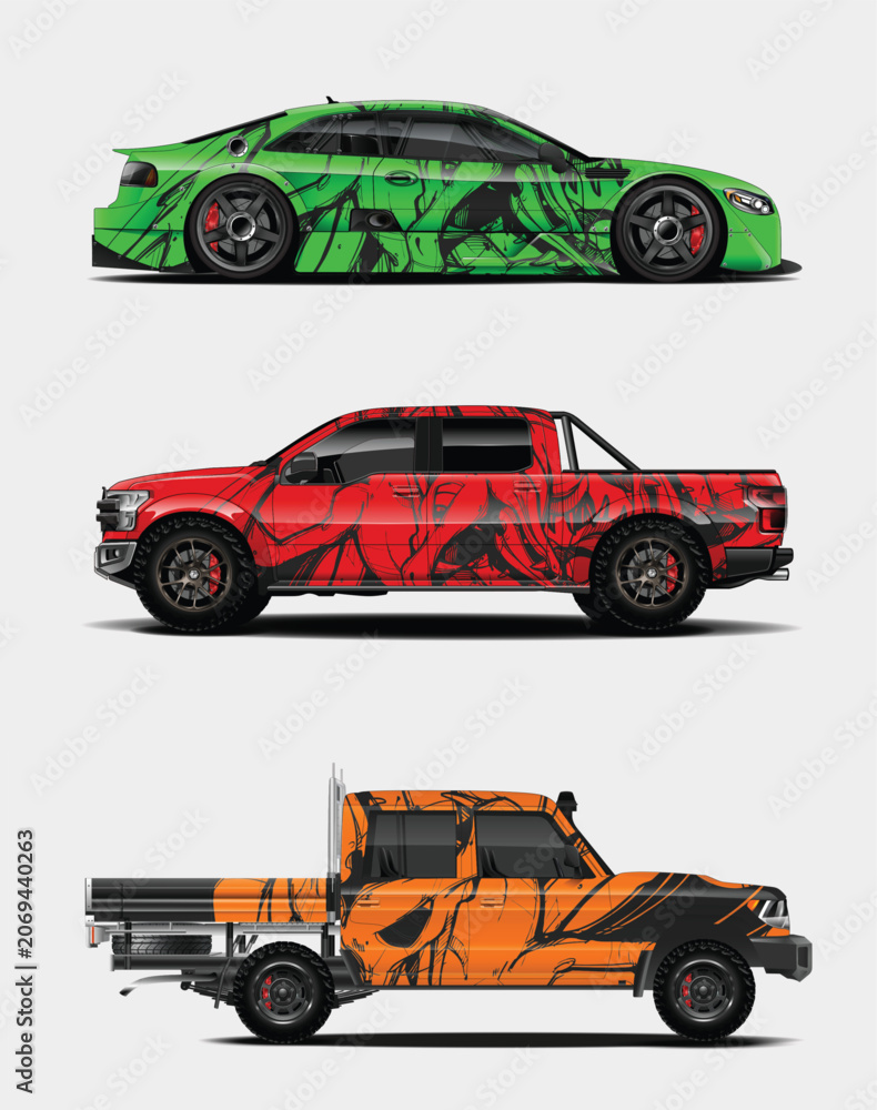 Fototapeta premium Vibrant Abstract Vehicle Wrap Designs