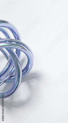 Holographic Fluid Chrome Rings on White Corporate Background
