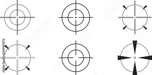 Foto Crosshair Target Reticle Collection, Aiming Scope HUD Set, Precision Sight Inter