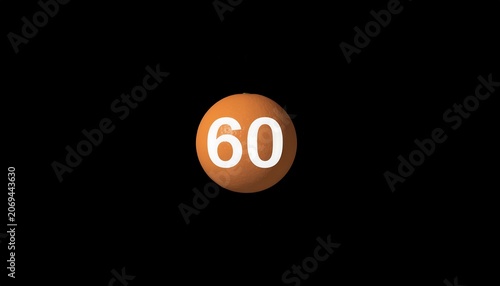 Glowing Orange Circle with Number Sixty.