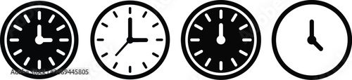 Photos Clock icons set, timekeeping symbols for scheduling deadlines appointments productivity and business planning applications