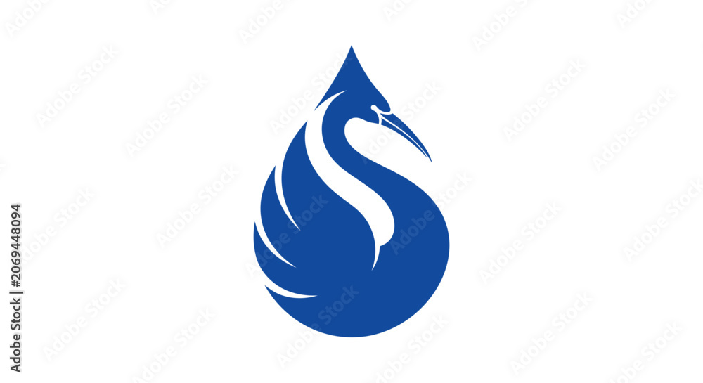 Obraz premium Swan Silhouette In Blue Minimalist Graphic Design