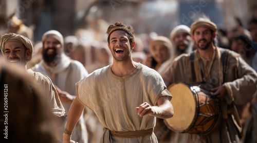 Miriam leads the women of israel in joyful praise after the crossing of the red sea with tambourines, dancing, and thanksgiving.