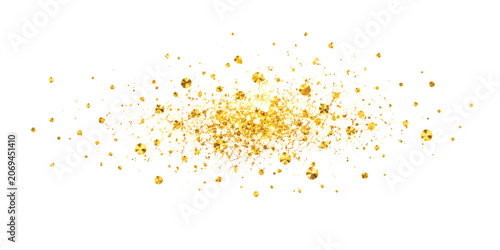 Foto Gold glitter particles, scatter of sparkling confetti