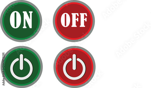 Quadro su tela Green on and red off power buttons with symbols