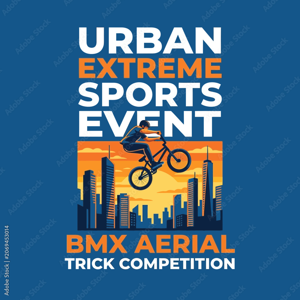 Fototapeta premium Urban Extreme Sports Event Bmx Aerial Trick Competition Flyer Design