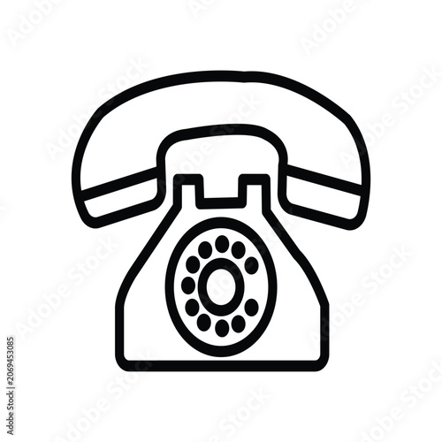 Εκτύπωση καμβά Retro rotary telephone icon, vintage landline phone symbol, simple black and whi