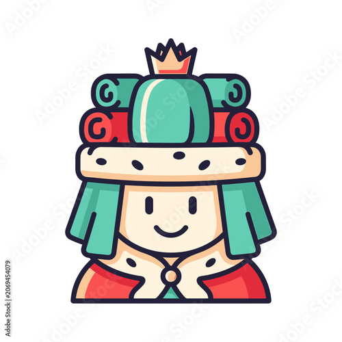 Cartoon character wearing a crown hat.