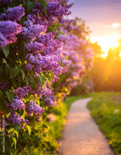 Fliederhecke im Sonnenuntergang