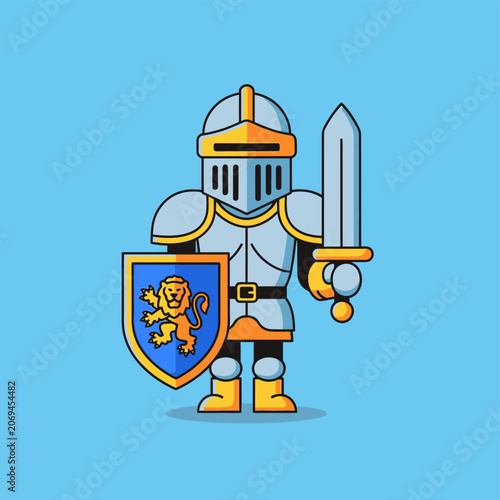 Knight in Armor Holding Sword.