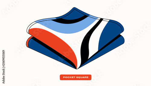 Принти на полотні Very beautiful close-up realistic vector of a POCKET SQUARE featuring neatly fol