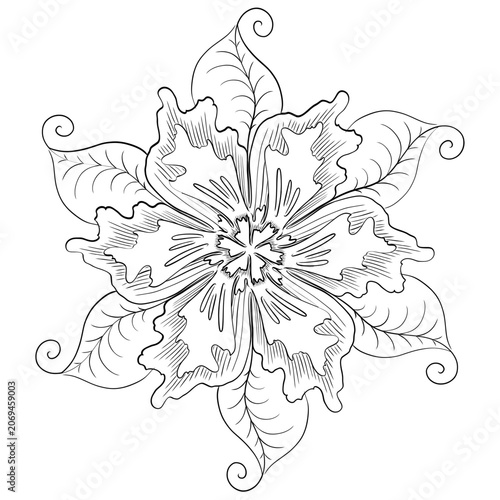 Symmetrical Vector Abstract Floral Design Element