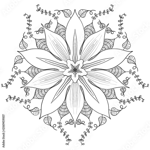 Symmetrical Vector Curly Vine Floral Element
