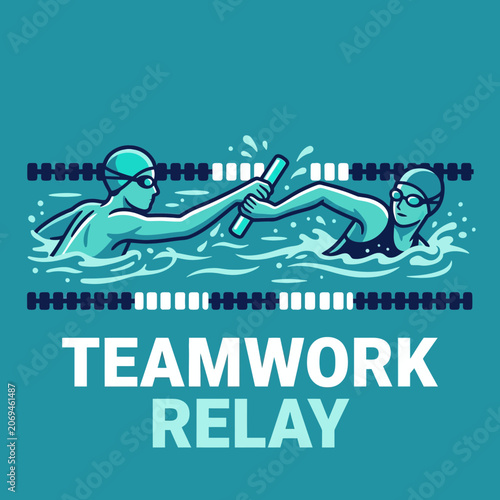 Teamwork Relay Aquatic Sports Dynamic Illustration Perfect for Marketing Campaigns